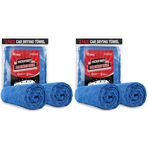 AIDEA Large Blue Microfibre Car Drying Towels, 24 x 31 in, 4 Towels — image 1