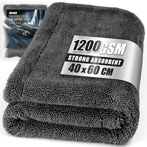 Airlab 1200GSM Microfibre Car Drying Towel, 60x40cm XXL Charcoal Grey — image 1