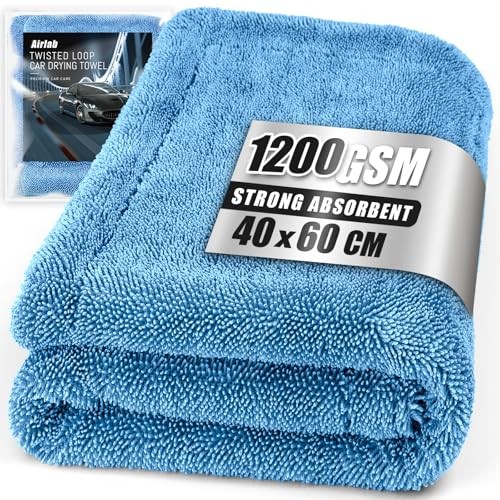 Airlab 1200GSM Microfibre Car Drying Towel, 60x40cm XXL Sky Blue — image 1