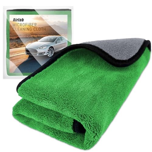 Airlab 90x60cm XXL Microfibre Car Drying Towel, 500GSM, Green-Grey, 1 Pack — image 1