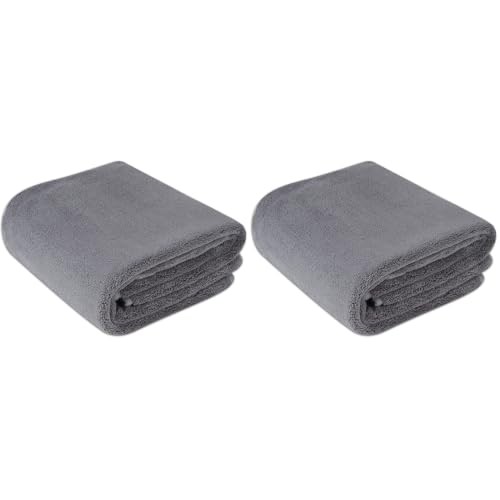 Amazon Basics Extra-Large Microfibre Car Drying Towels, 63.5 x 91.5 cm, Grey, Pack of 2 — image 1