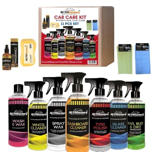 AUTOfactory GB 11 Piece Car Cleaning Kit with Shampoo, Wheel Cleaner, Glass Cleaner, Tyre Shine and Microfibre Tools — image 1