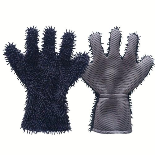 BE-TOOL Black and Grey Pair of 5-Finger Microfibre Car Wash Mitts — image 1