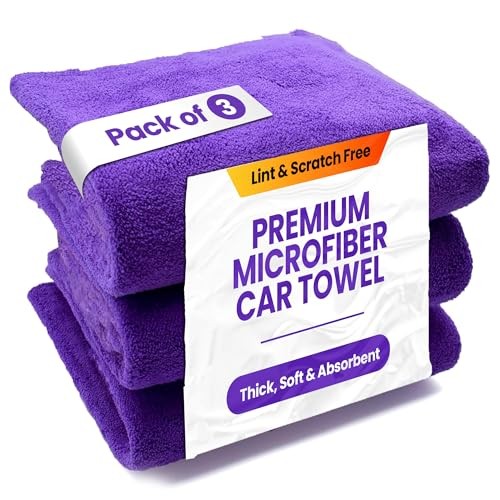 CA Detailing Purple Microfibre Car Drying Towels, 60 x 40cm, 500GSM, 3 Pack — image 1