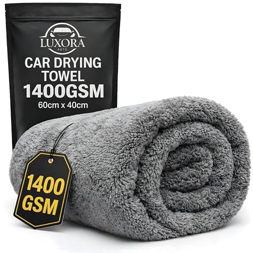LUXORA AUTO Grey Car Drying Towel, 60 x 40cm, 1400 GSM Twisted Loop Microfibre — image 1