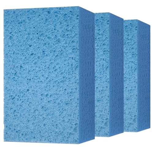 Spunspon Blue Large Extra-Thick Cellulose Cleaning Sponges, 3 Pack, 4 x 6 x 2 Inches — image 1
