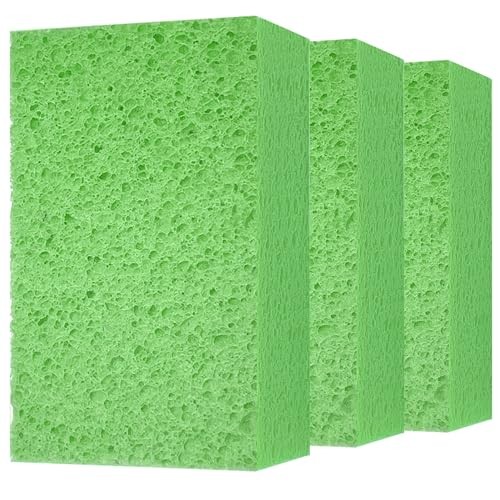 Spunspon Green Natural Cellulose Cleaning Sponges, 3 Pack, 4 x 6 x 2 Inch — image 1