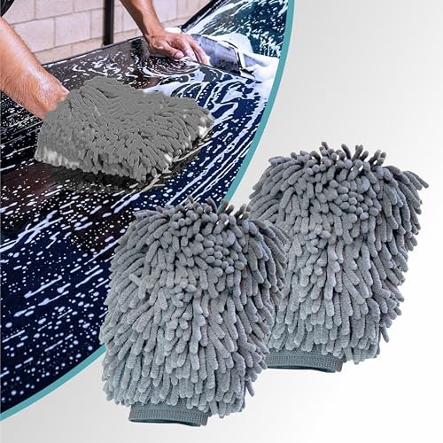 DoitEasy Double-Sided Microfibre Car Wash Mitts, Grey/Grey, Pack of 2 — image 1