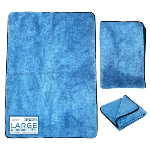 TDBS The Dustpan and Brush Store Extra Large Blue Microfibre Car Drying Towel, 1200 GSM, 90 x 60 cm — image 1