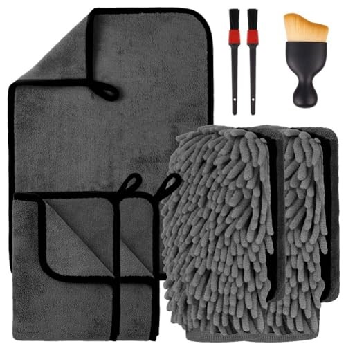 flintronic 8-Piece Car Washing Kit, Dark Grey, 600GSM Microfibre Cloths and Mitts — image 1