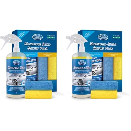 Greased Lightning Showroom Shine Waterless Car Wash & Wax 1L with 2 Cloths, Pack of 2 — image 1