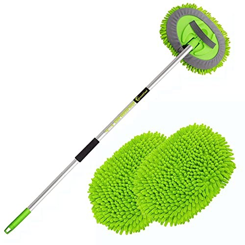 GreatCool 62 inch Green Car Wash Brush Kit with 2 Chenille Microfibre Mop Heads — image 1