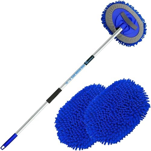 GreatCool Blue Car Wash Brush Kit with Super Long Handle, 2-in-1 Chenille Microfibre Mop — image 1