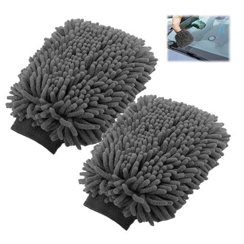 HIAHXC Microfibre Car Wash Mitts, 2 Pack, Double-Sided, 26 x 18 cm — image 1