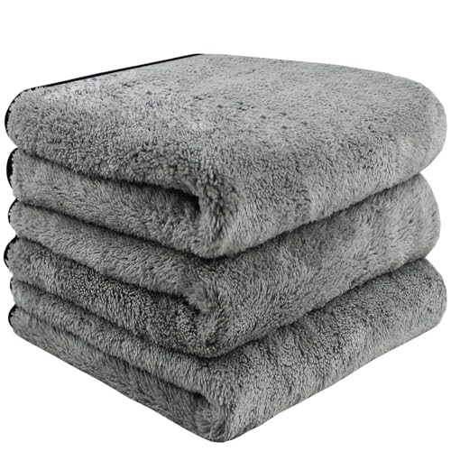 HIDMD Grey Microfibre Car Drying Towels, 380 GSM, 3-Pack — image 1