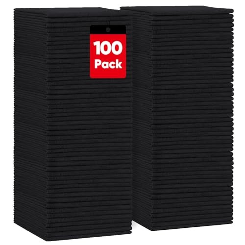HOMEXCEL Black Microfibre Cleaning Cloths, 100 Pack, 11.5 x 11.5 Inch — image 1