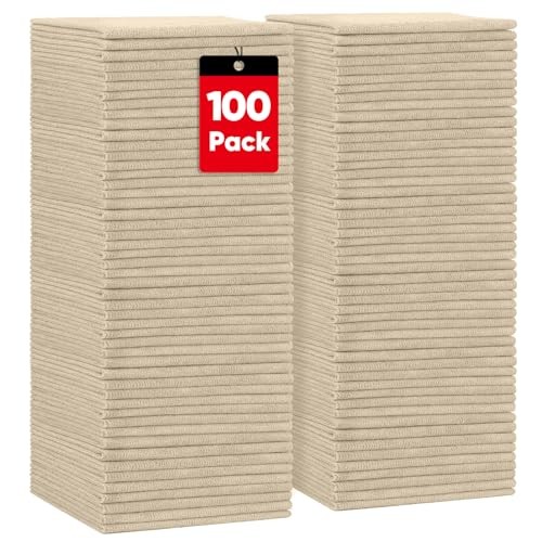 HOMEXCEL Brown Microfibre Cleaning Cloths, 100 Pack, 11.5 x 11.5 Inch — image 1