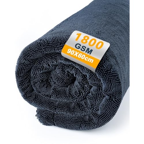 Huglux Extra-Large 1800 GSM Microfibre Car Drying Towel, 90 x 60 cm — image 1