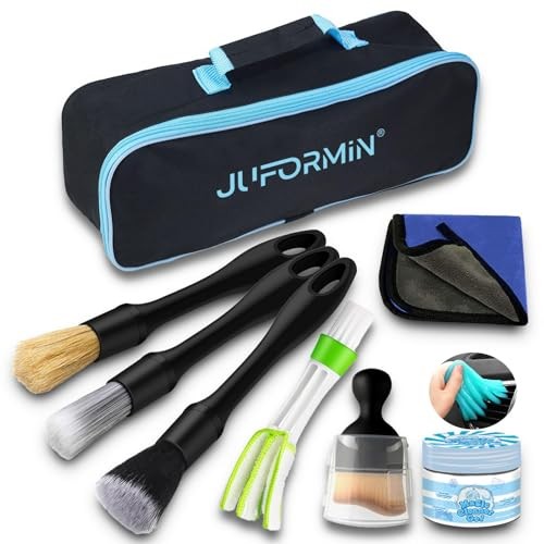 Juformin 7-Piece Car Detailing Brush Set with Cleaning Gel — image 1