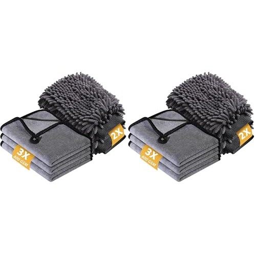 KEYAYE 5-Piece Car Washing Kits, 600GSM Cloths and Wash Mitts, Pack of 2 — image 1