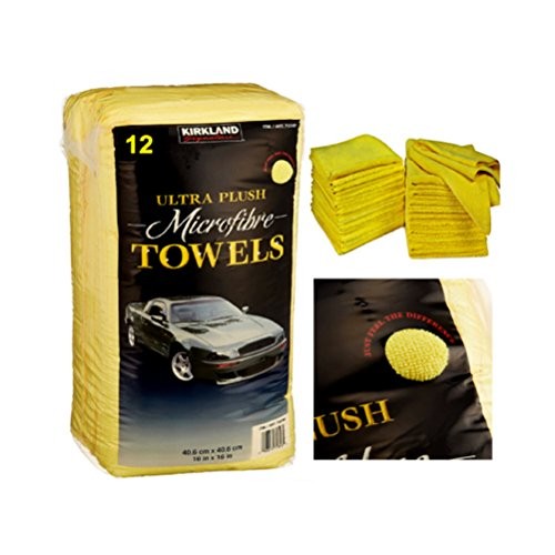 Kirkland Signature Ultra Plush Microfibre Cloths, 12 Pack, Yellow, 40.6 x 40.6 cm — image 1