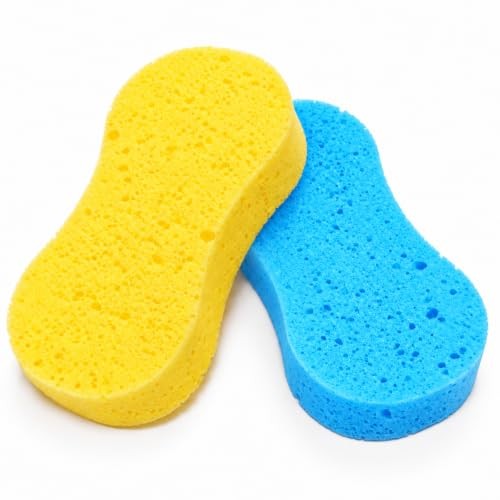 Lafefe Large Car Wash Sponges, 2-Pack, Yellow and Blue — image 1