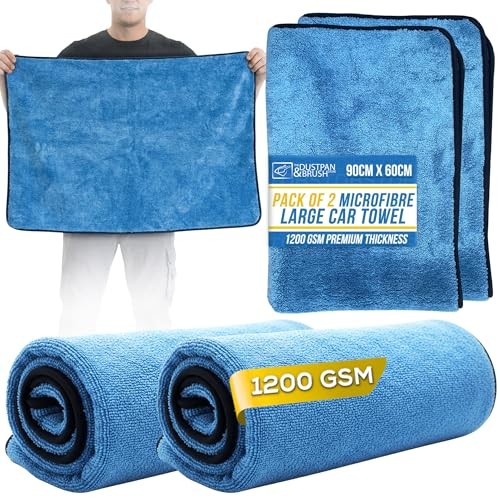 TDBS The Dustpan and Brush Store Large Microfibre Car Drying Towel, 1200 GSM, 90 x 60 cm, Pack of 2 — image 1