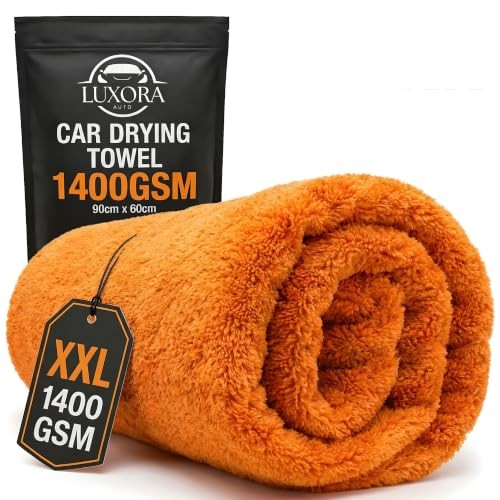 LUXORA AUTO XL Orange Car Drying Towel, 90 x 60 cm, 1400 GSM — image 1