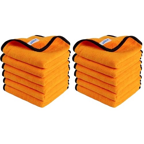 MR.SIGA Dual-Sided Microfibre Car Cleaning Towels, Gold, 60 x 40cm, 12 Towels — image 1