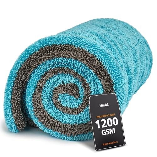 Mulor 1200 GSM Microfibre Car Drying Towel, Light Blue/Grey, 60×40 cm — image 1