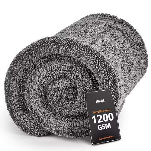 Mulor Grey Microfibre Car Drying Towel, 1200 GSM, 60 × 40 cm — image 1