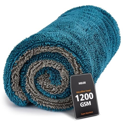 Mulor 1200 GSM Double-Sided Microfibre Car Drying Towel, Dark Blue/Grey, 40 × 40 cm — image 1