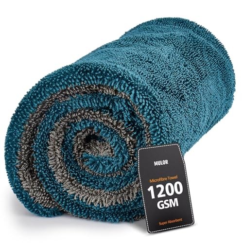 Mulor 1200 GSM Double-Sided Microfibre Car Drying Towel, Dark Blue/Grey, 60×40 cm — image 1