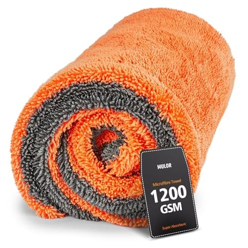 Mulor 1200 GSM Double-Sided Microfibre Car Drying Towel, Orange/Grey, 60 × 40 cm — image 1