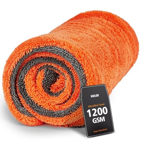 Mulor 1200 GSM Double-Sided Microfibre Car Drying Towel, Orange/Grey, 80×50 cm — image 1