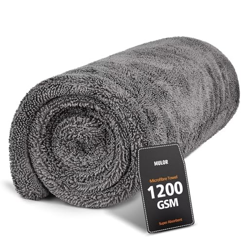 Mulor Grey Microfibre Car Drying Towel, 1200 GSM, 90 × 60 cm — image 1