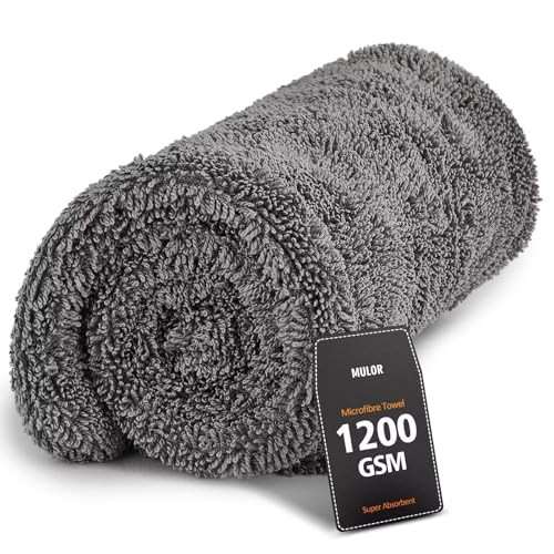 Mulor Grey Microfibre Car Drying Towel, 40 × 40 cm, 1200 GSM — image 1