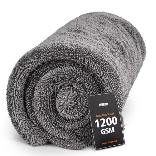 Mulor Grey Microfibre Car Drying Towel, 80 × 50 cm, 1200 GSM — image 1