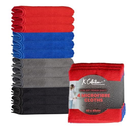 K Collection Heavyweight Microfibre Cleaning Cloths, 12 Pack, 40 x 40 cm XL, Multicolour — image 1