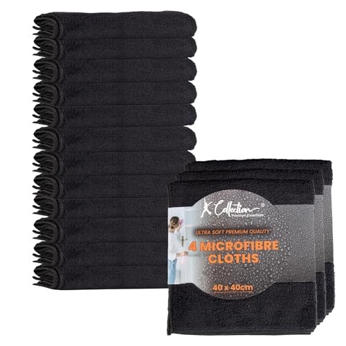 K Collection Heavyweight Microfibre Cleaning Cloths, Black 12 Pack, 40 x 40 cm XL — image 1