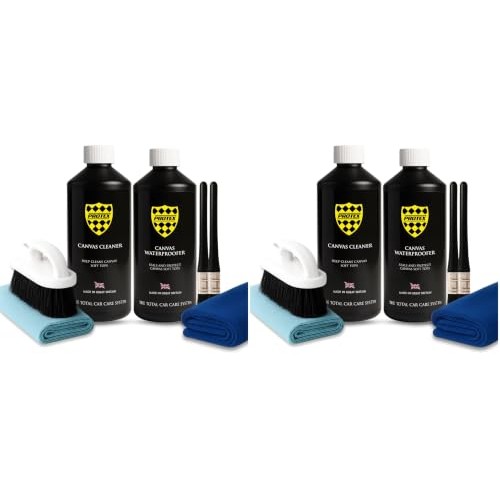 PROTEX Convertible Soft Top Care Kit, 500 ml Pack of 2, with Canvas Cleaner, Waterproofer, Giant Microfibre Towel, Brushes and Microfibre Cloths — image 1