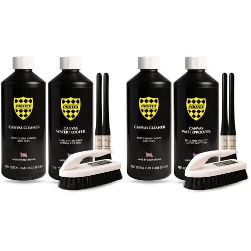 PROTEX Convertible Soft Top Care Kit, Canvas Cleaner and Waterproofer, 500ml Pack of 2 with 2 Applicator Brushes and 1 Soft Top Cleaning Brush — image 1
