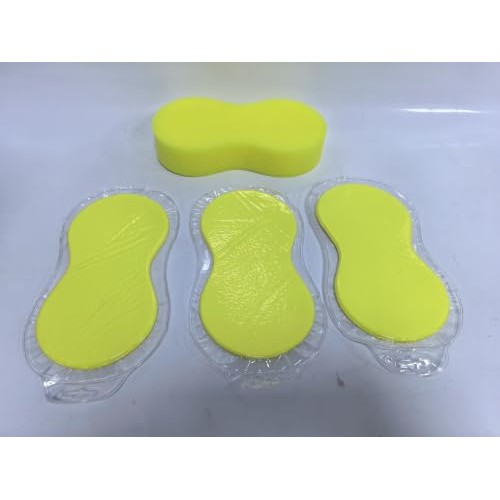 QWORK 4-Piece Jumbo Car Wash Sponges, Yellow 8-Shape Foam — image 1