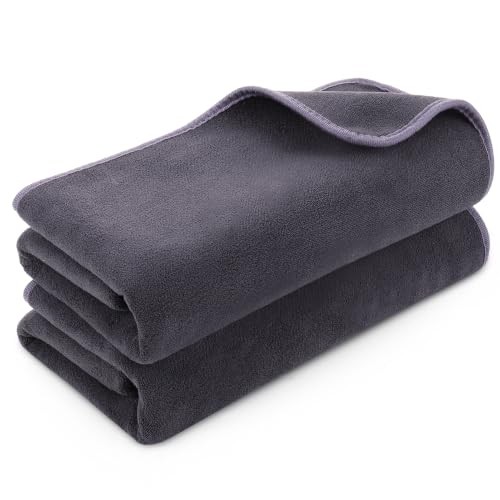saerryor 2-Pack Grey Microfibre Car Drying Towels, 90 x 60cm, 600GSM — image 1