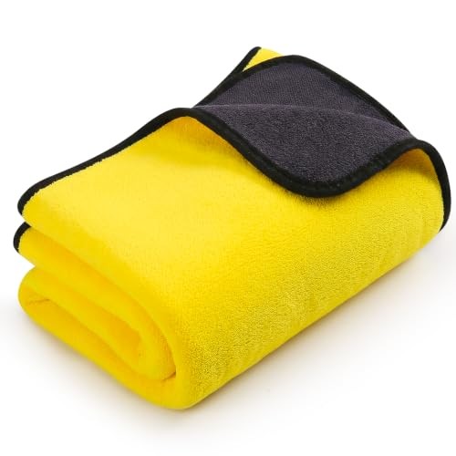 saerryor Yellow Microfibre Car Drying Towel, 90 x 60cm, 500GSM — image 1