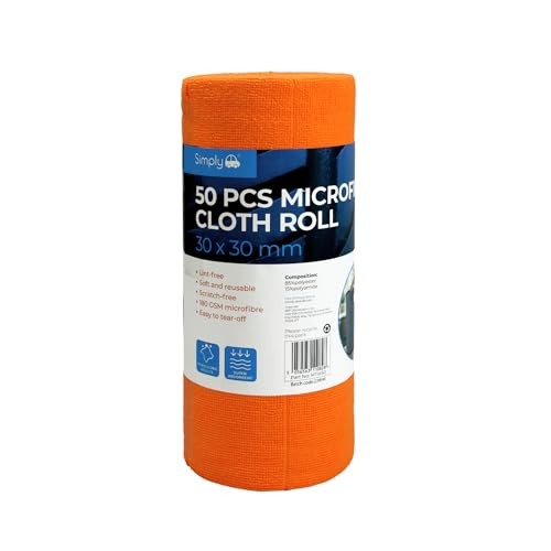Simply Auto 50 Microfibre Cloths, 30 x 30cm, 180 GSM, Orange/Grey/Blue — image 1