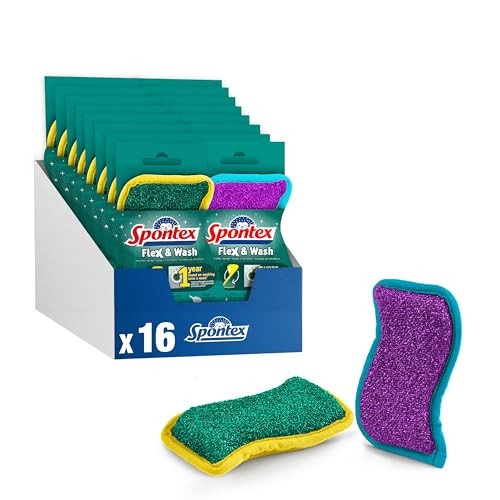 Spontex Flex & Wash Reusable Microfibre Sponges, 16 Pack — image 1