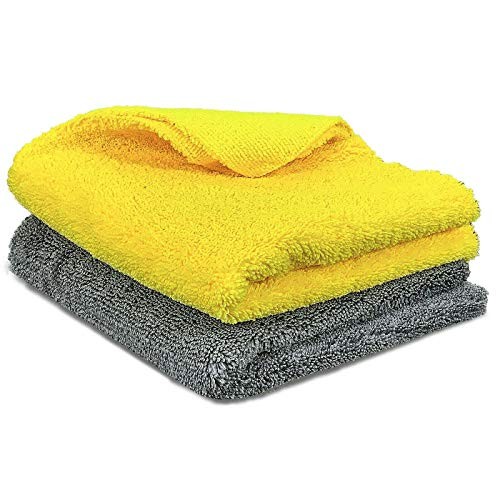 Towelogy 420gsm Edgeless Microfibre Car Cloths, Charcoal/Yellow, Pack of 2 — image 1