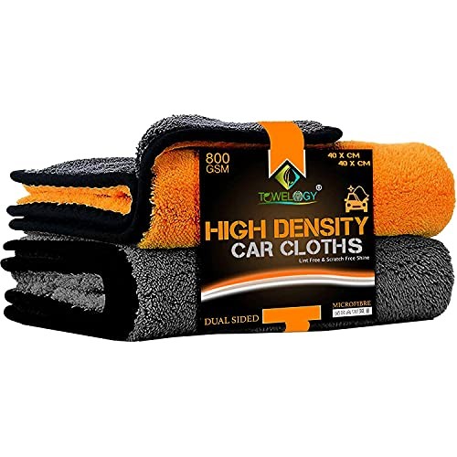 Towelogy 800gsm Microfibre Car Cleaning Cloths, 40 x 40cm, Orange/Grey, Pack of 2 — image 1