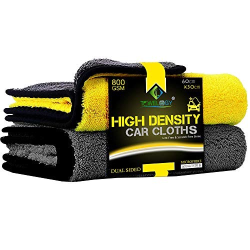 Towelogy 800gsm Microfibre Car Cleaning Cloths, 40 x 40cm, Yellow/Grey, Pack of 2 — image 1